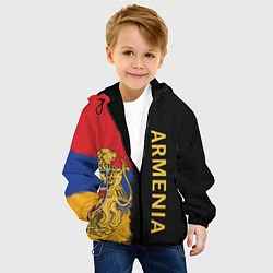 Куртка с капюшоном детская Armenia Flag and emblem, цвет: 3D-черный — фото 2
