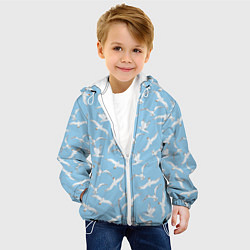 Куртка с капюшоном детская Чайки в небе паттерн, цвет: 3D-белый — фото 2