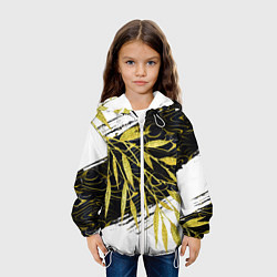 Куртка с капюшоном детская Абстракция с золотыми листьями, цвет: 3D-белый — фото 2