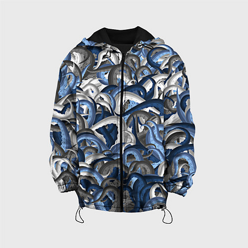 Детская куртка Синий камуфляж с щупальцами / 3D-Черный – фото 1