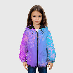Куртка с капюшоном детская Цветочный Градиент, цвет: 3D-черный — фото 2