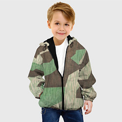 Куртка с капюшоном детская Камуфляж хаки армейский, цвет: 3D-черный — фото 2