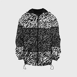 Куртка с капюшоном детская Абстрактный черно-белый узор, цвет: 3D-черный
