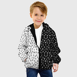 Куртка с капюшоном детская Руны чёрно-белое, цвет: 3D-черный — фото 2