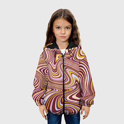 Куртка с капюшоном детская Красно-золотые разводы красок паттерн, цвет: 3D-черный — фото 2