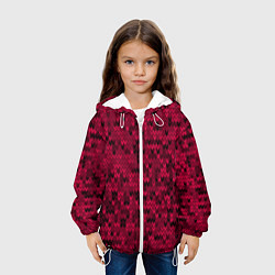 Куртка с капюшоном детская Красно-черный абстрактный узор, цвет: 3D-белый — фото 2
