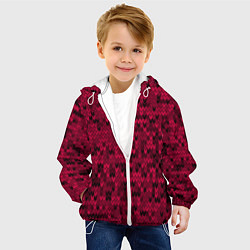 Куртка с капюшоном детская Красно-черный абстрактный узор, цвет: 3D-белый — фото 2