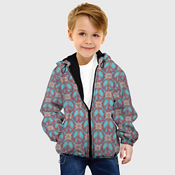 Куртка с капюшоном детская Символы хиппи, цвет: 3D-черный — фото 2