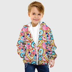 Куртка с капюшоном детская Вкусный узор из сладостей, цвет: 3D-белый — фото 2