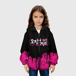 Куртка с капюшоном детская Игра в кальмара: Логотип, цвет: 3D-черный — фото 2