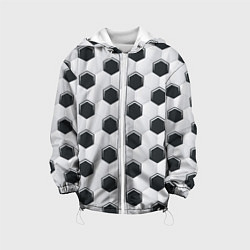 Куртка с капюшоном детская Текстура футбольного мяча, цвет: 3D-белый
