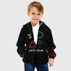 Куртка с капюшоном детская Игра в кальмара: Фигурки, цвет: 3D-черный — фото 2