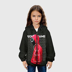 Куртка с капюшоном детская Сыграй в Кальмара, цвет: 3D-черный — фото 2