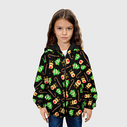 Куртка с капюшоном детская Олени, елки и карамель, цвет: 3D-черный — фото 2
