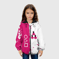 Куртка с капюшоном детская Игра в кальмара геометрические фигуры, цвет: 3D-черный — фото 2