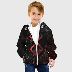 Куртка с капюшоном детская BERSERK LOGO GRUNGE RED, цвет: 3D-белый — фото 2