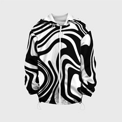 Куртка с капюшоном детская Черно-белые полосы Black and white stripes, цвет: 3D-белый