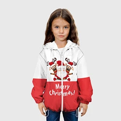 Куртка с капюшоном детская Санта с 2 Оленями, цвет: 3D-белый — фото 2