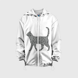 Куртка с капюшоном детская QR - кот, цвет: 3D-белый