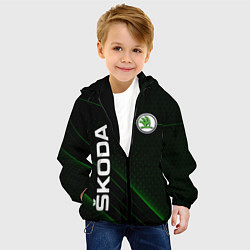 Куртка с капюшоном детская Шкода, авто, цвет: 3D-черный — фото 2