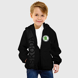 Куртка с капюшоном детская Шкода, полоса, цвет: 3D-черный — фото 2