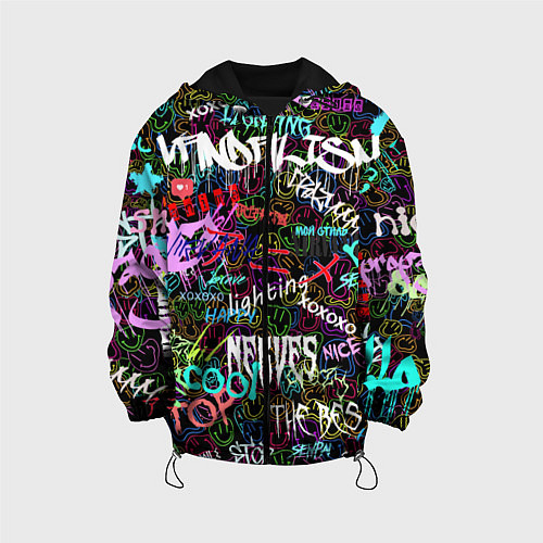 Детская куртка Neon graffiti Smile / 3D-Черный – фото 1