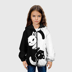 Куртка с капюшоном детская Черный и белый кот кувыркаются, цвет: 3D-черный — фото 2