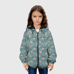 Куртка с капюшоном детская Цветочный принт Декоративный винтажный узор с цвет, цвет: 3D-черный — фото 2