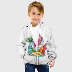 Куртка с капюшоном детская Фламинго На Острове, цвет: 3D-белый — фото 2