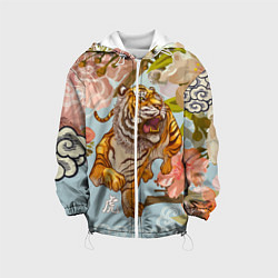 Куртка с капюшоном детская Китайский тигр Символ 2022 года, цвет: 3D-белый