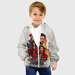 Куртка с капюшоном детская Бумажный дом на бумажном фоне герои и злодеи, цвет: 3D-белый — фото 2
