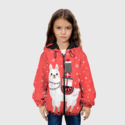 Куртка с капюшоном детская Лама Новый год, цвет: 3D-черный — фото 2