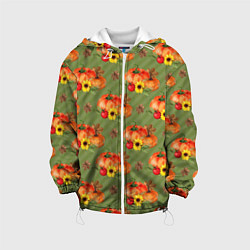 Куртка с капюшоном детская Овощи: Тыквы паттерн, цвет: 3D-белый