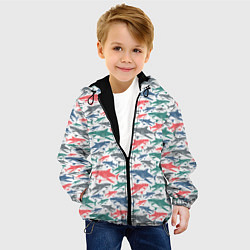 Куртка с капюшоном детская Разноцветные Акулы, цвет: 3D-черный — фото 2