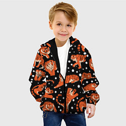 Куртка с капюшоном детская Тигры, Символ 2022 года, цвет: 3D-черный — фото 2