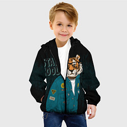 Куртка с капюшоном детская Крутой фурри тигр, цвет: 3D-черный — фото 2
