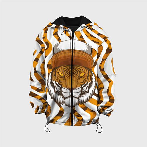 Детская куртка Тигр в кепке / 3D-Черный – фото 1