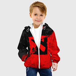 Куртка с капюшоном детская DOTA 2 RED BLACK LOGO, БРЫЗГИ КРАСОК, цвет: 3D-белый — фото 2