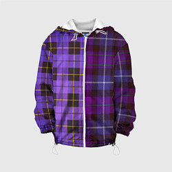 Куртка с капюшоном детская Purple Checkered, цвет: 3D-белый