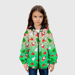 Куртка с капюшоном детская Новогодний узор елка санта, цвет: 3D-черный — фото 2