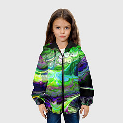 Куртка с капюшоном детская ТОКСИЧНЫЕ ОТХОДЫ НЕОНОВЫЙ ЗАЛИВ, цвет: 3D-черный — фото 2