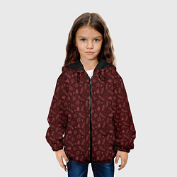 Куртка с капюшоном детская НОВОГОДНИЙ БОРДОВЫЙ ПАТТЕРН, цвет: 3D-черный — фото 2