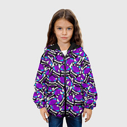 Куртка с капюшоном детская Geometry Dash: Violet Pattern, цвет: 3D-черный — фото 2