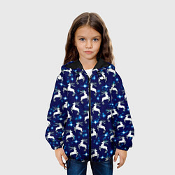 Куртка с капюшоном детская Новогодние олени и звезды, цвет: 3D-черный — фото 2