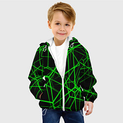 Куртка с капюшоном детская Зеленые Полигоны Матрица, цвет: 3D-белый — фото 2