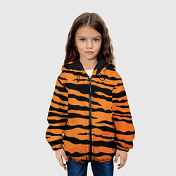 Куртка с капюшоном детская Шкура тигра вектор, цвет: 3D-черный — фото 2
