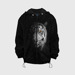 Детская куртка Тигр черно-белый соты