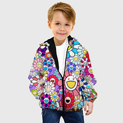 Куртка с капюшоном детская Цветы Takashi Murakami, цвет: 3D-черный — фото 2
