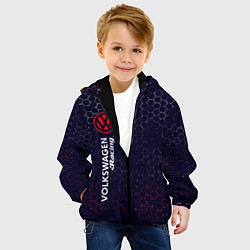 Куртка с капюшоном детская VOLKSWAGEN RACING - Соты Вертикально, цвет: 3D-черный — фото 2