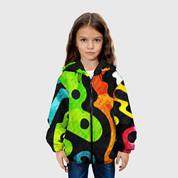 Куртка с капюшоном детская Пятнистая Абстракция, цвет: 3D-черный — фото 2
